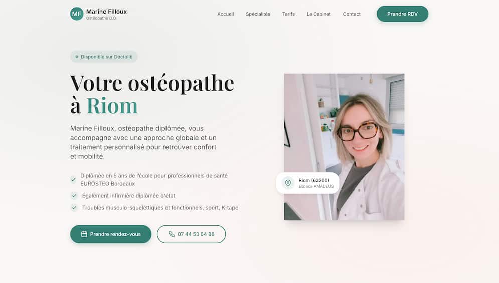 Capture d'écran du site marine-osteo-riom.fr